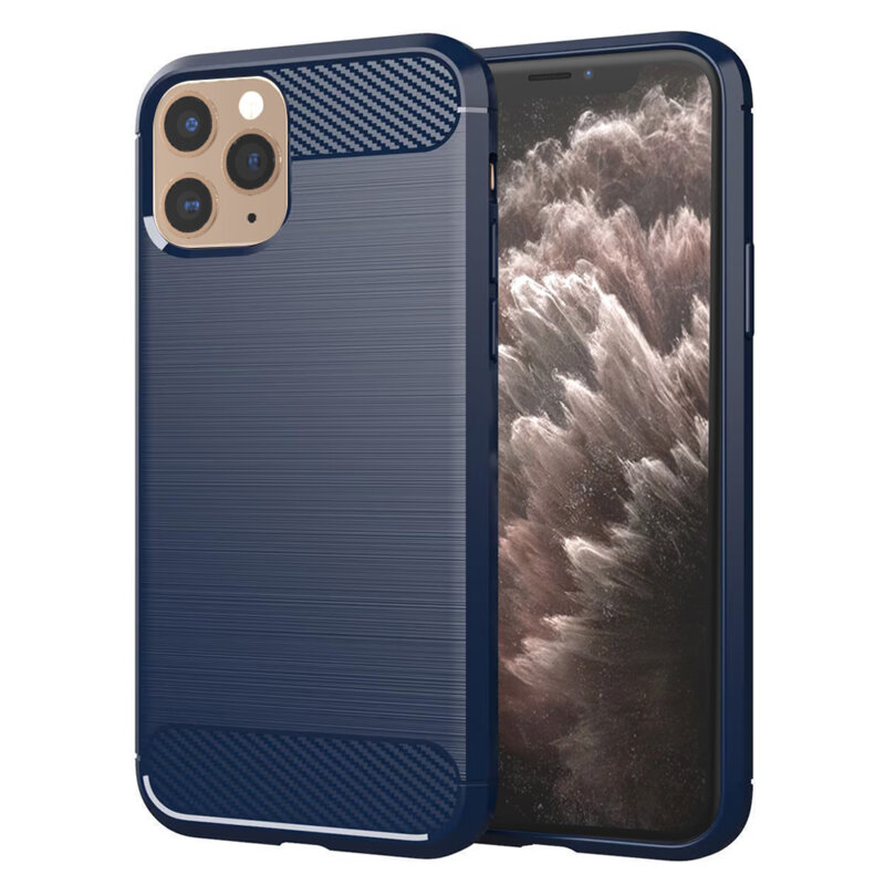 Husa iPhone 11 Pro Techsuit Carbon Silicone, albastru