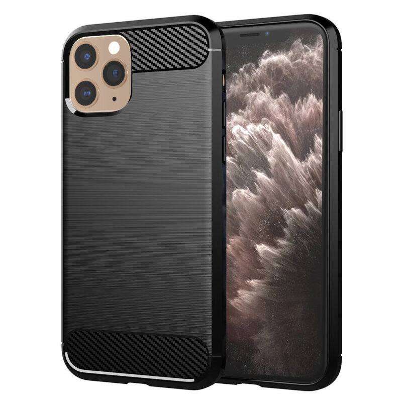 Husa iPhone 11 Pro Techsuit Carbon Silicone, negru