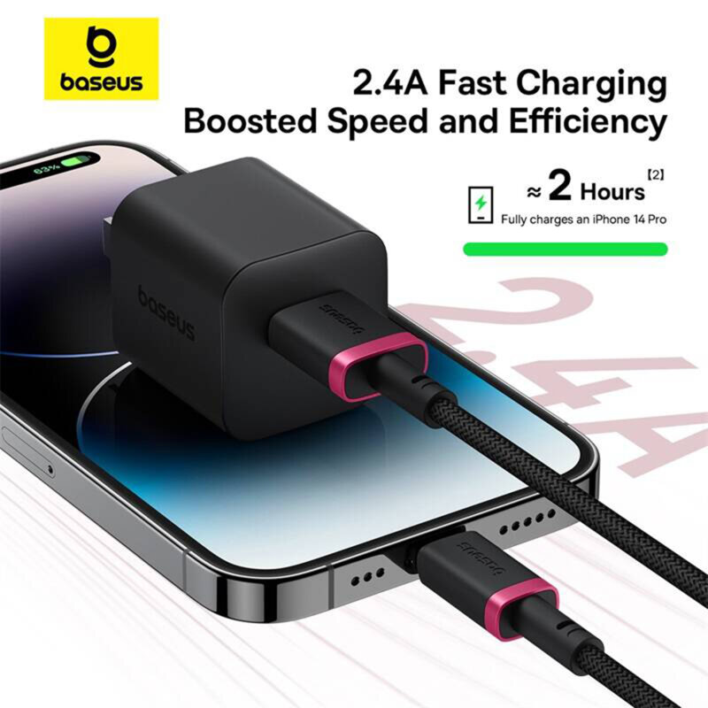 Cablu incarcare iPhone 2.4A Baseus Dura, 1m, rosu, P10377801U01-01