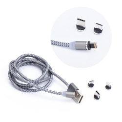 Cablu de date 1M 3in1 Magnetic M3 USB-C, Lightning, Micro-USB - Gri