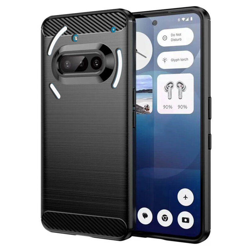 Husa Nothing Phone (3a) Techsuit Carbon Silicone, negru