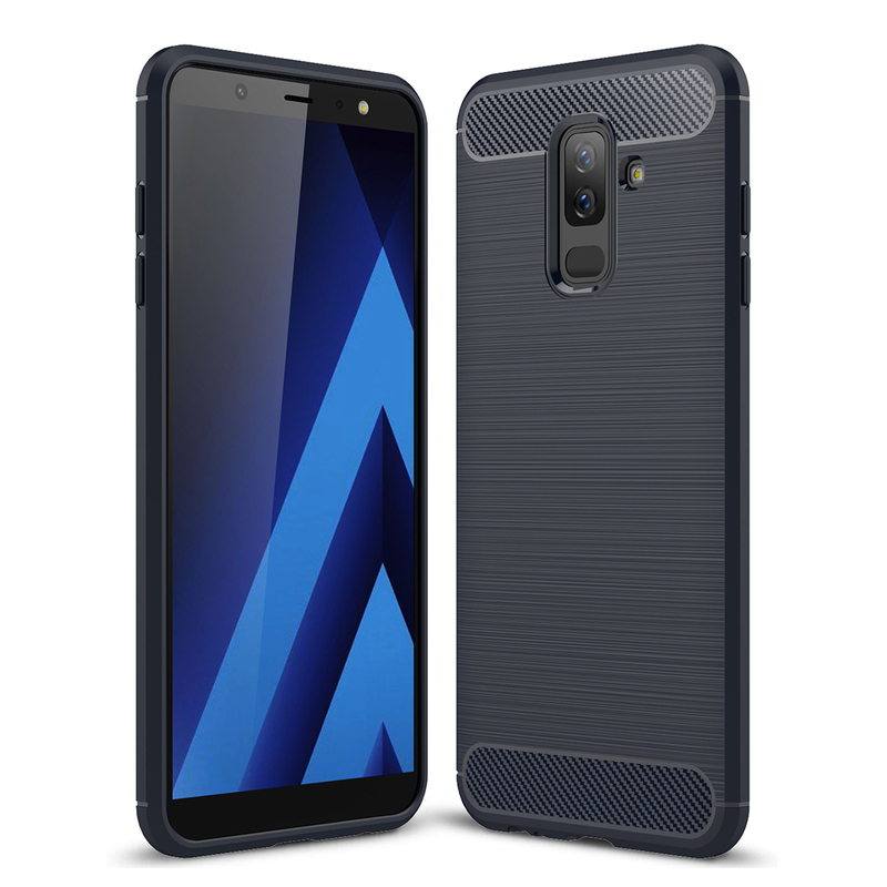 Husa Samsung Galaxy J8 2018 TPU Carbon Albastru