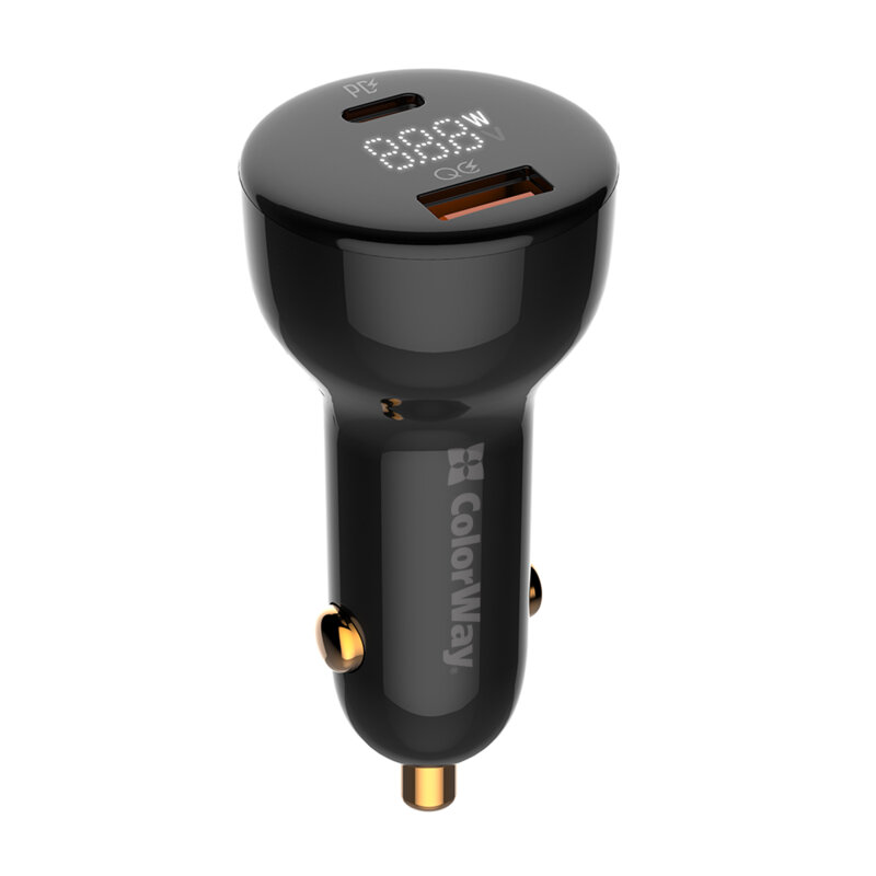 Incarcator auto 100W Super Fast Charge ColorWay, USB+Type-C, negru