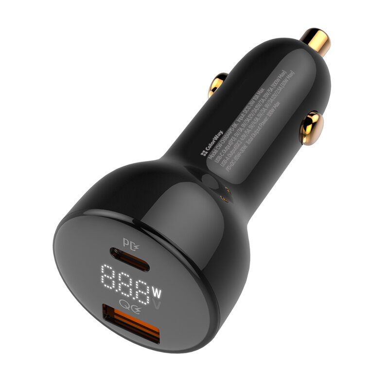 Incarcator auto 100W Super Fast Charge ColorWay, USB+Type-C, negru