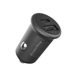 Mini incarcator auto Quick Charge ColorWay, USB+Type-C, gri
