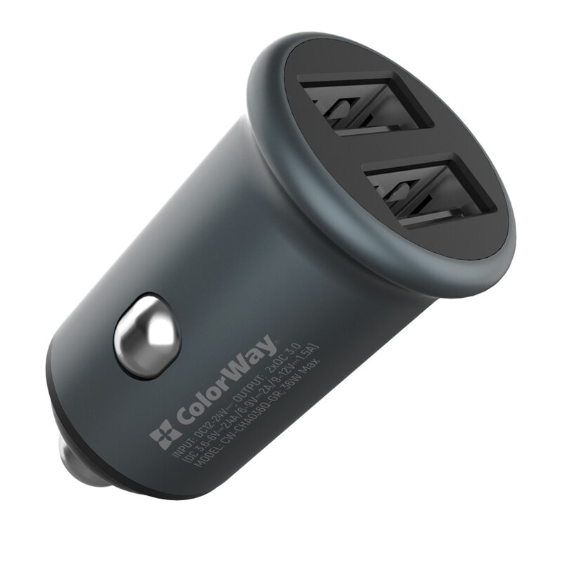 Mini incarcator auto Huawei Fast Charge ColorWay, USB, gri
