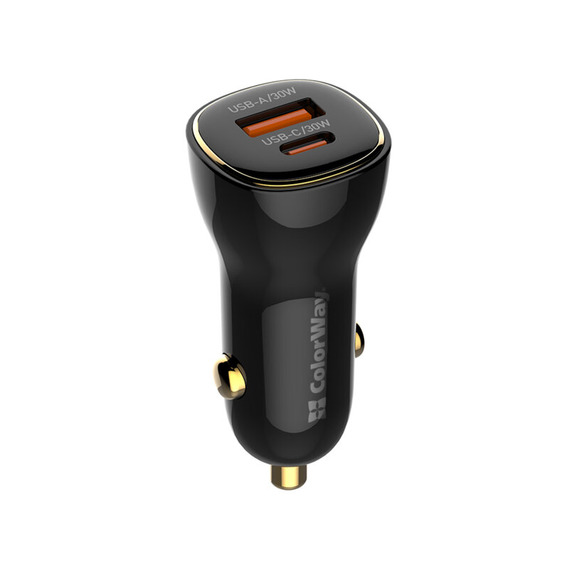 Incarcator auto Xiaomi Turbo Charge ColorWay, USB+Type-C, negru