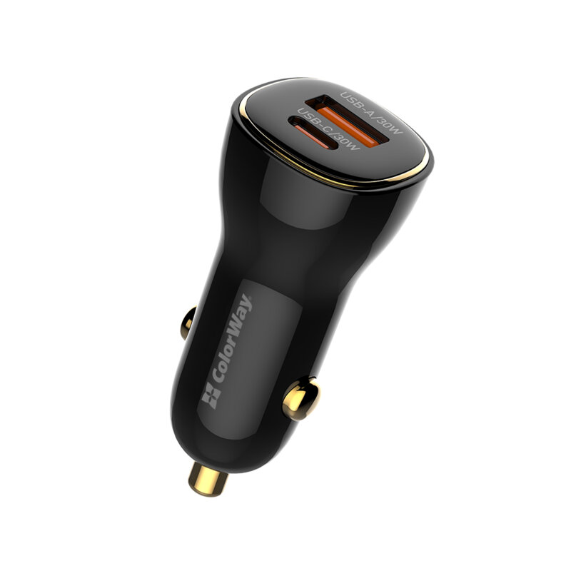 Incarcator auto Xiaomi Turbo Charge ColorWay, USB+Type-C, negru
