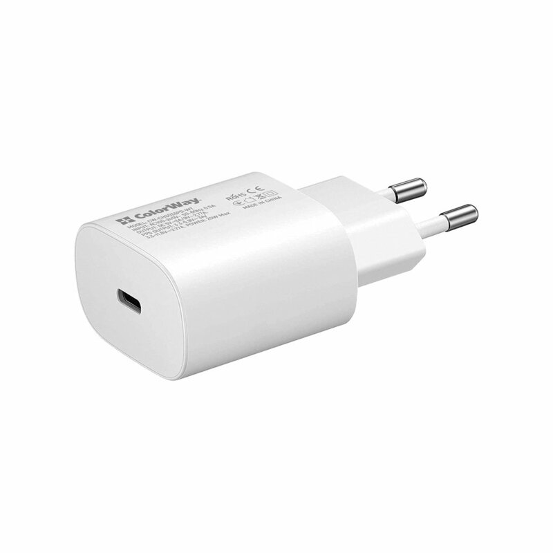 Incarcator priza Type-C Fast Charge ColorWay, PD3.0, 25W, alb