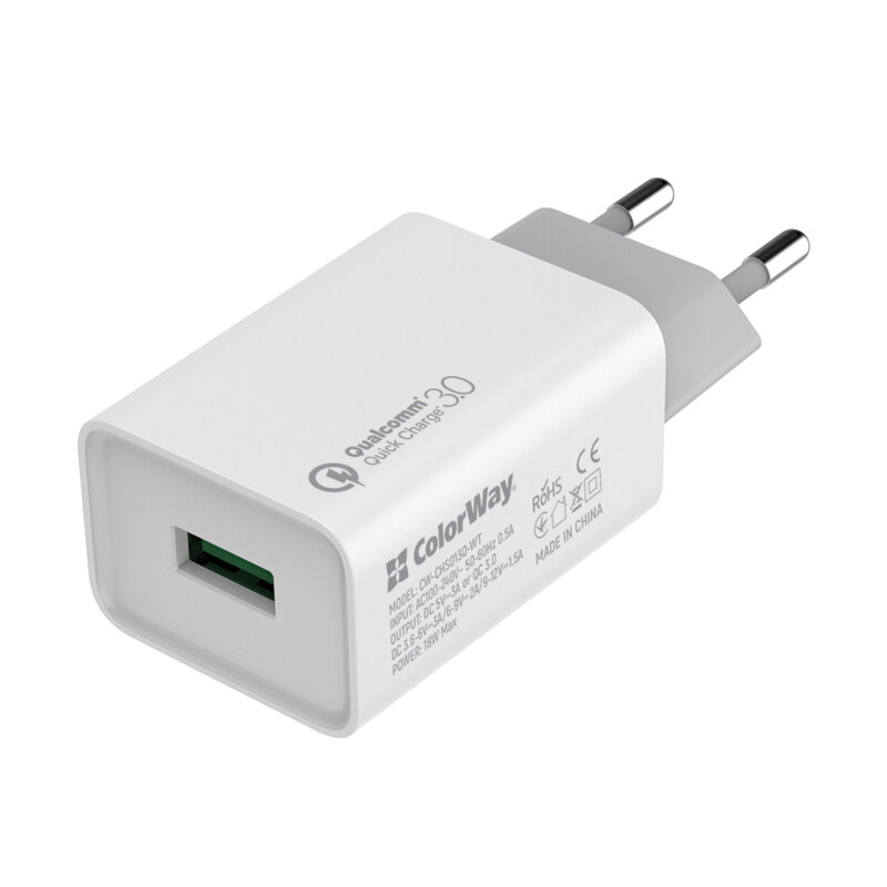 Incarcator priza USB 18W cu cip inteligent ColorWay, alb
