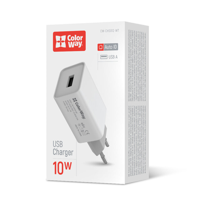 Incarcator retea USB cu protectie temperatura ColorWay, 2A, alb