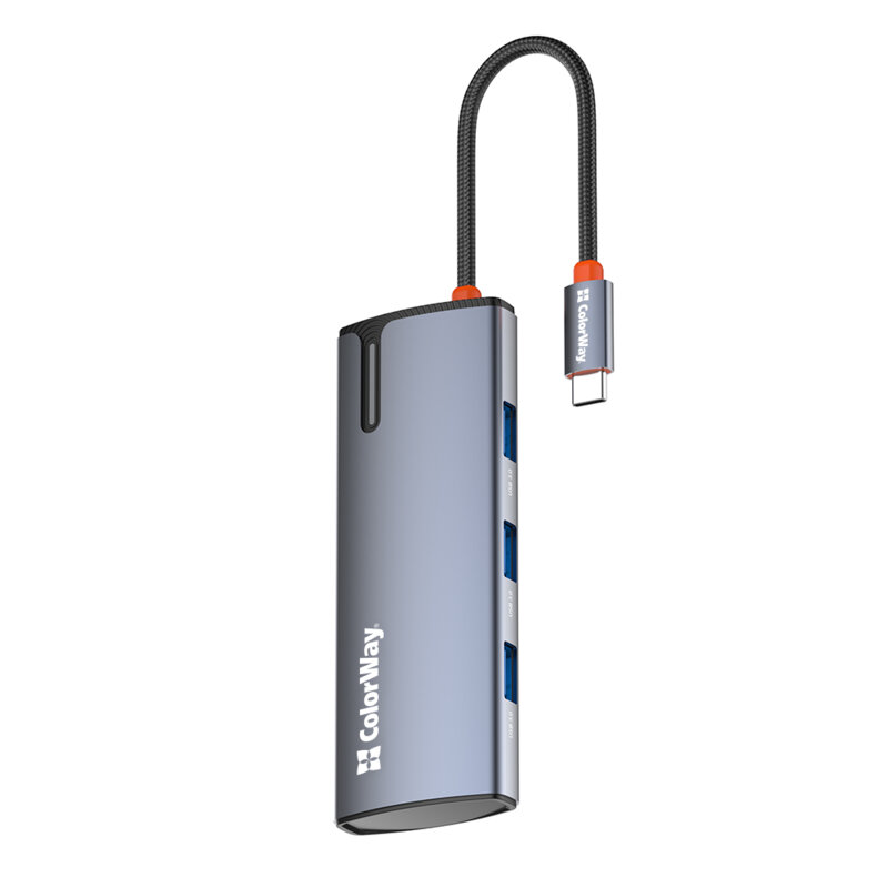 Docking Station 5in1, hub USB, HDMI ColorWay, 100W, argintiu
