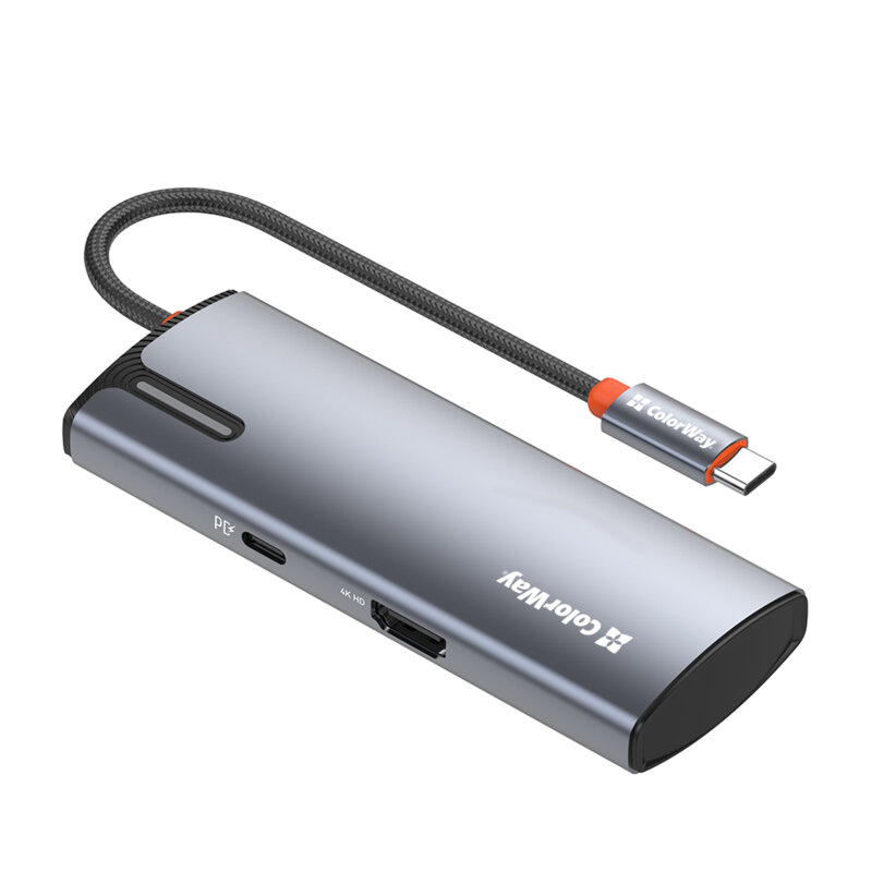 Docking Station 5in1, hub USB, HDMI ColorWay, 100W, argintiu