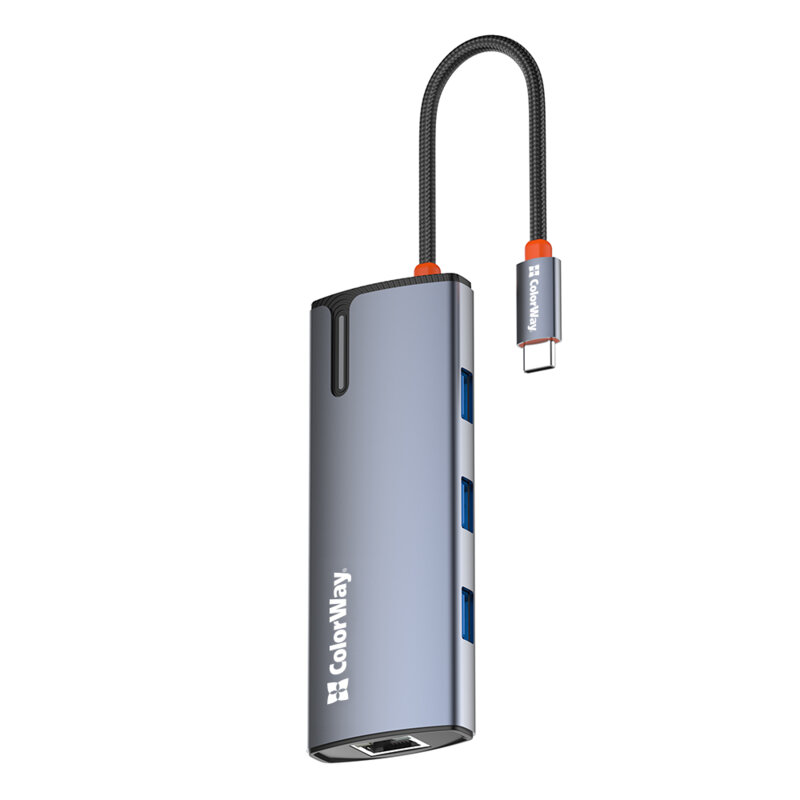Docking Station USB, Ethernet, 4K, ColorWay, 100W, argintiu