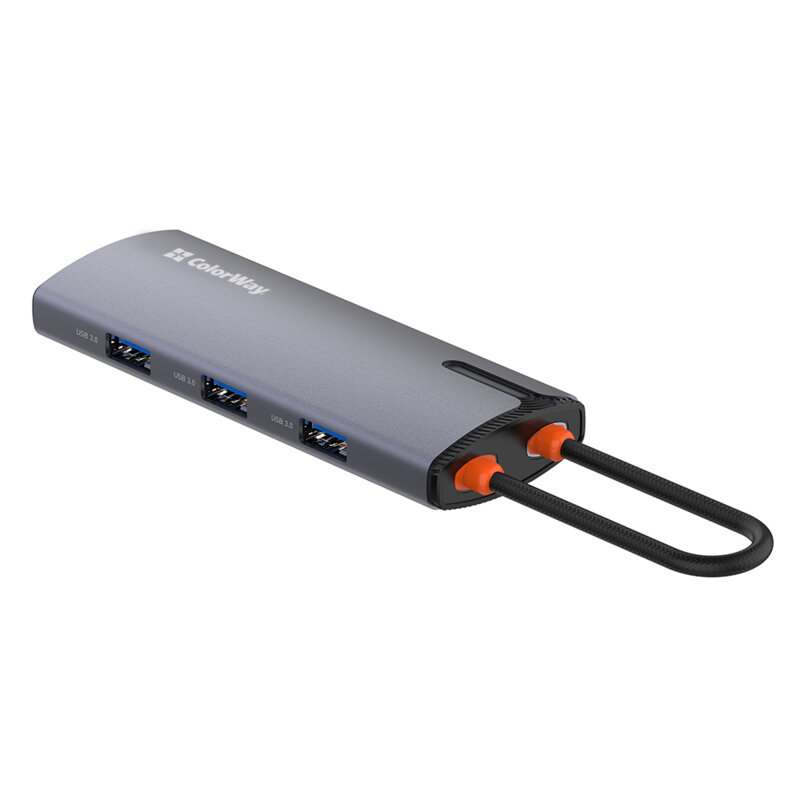 Docking Station 6in1 USB, Ethernet, ColorWay, 100W, argintiu