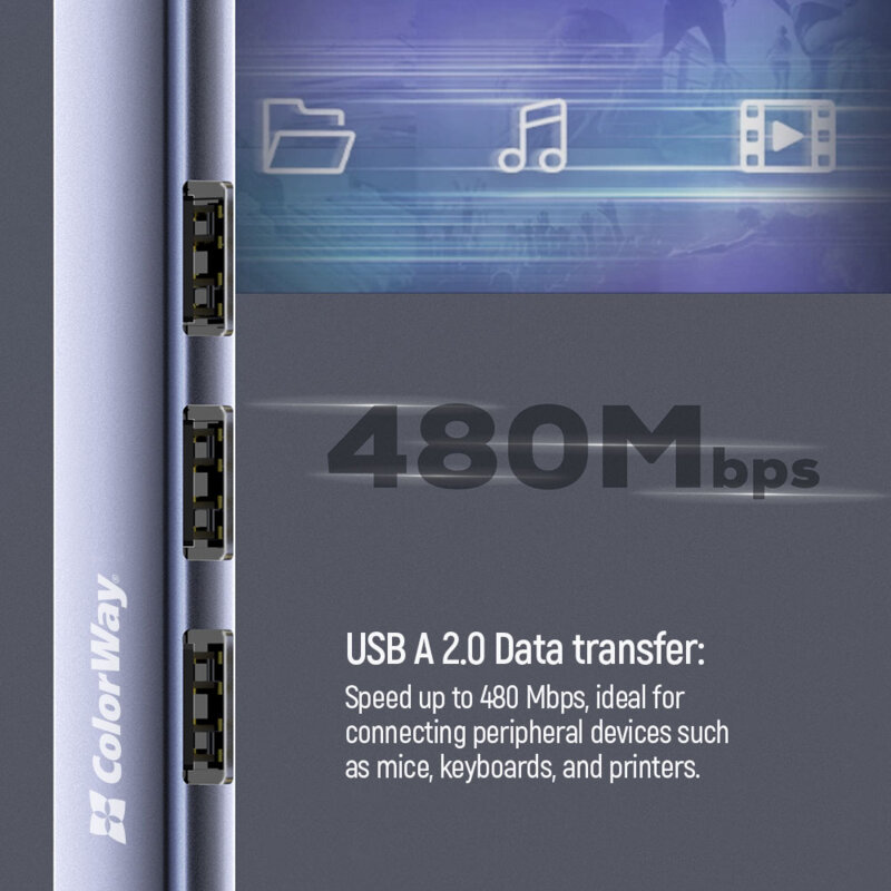Docking Station 4x USB cu cablu Type-C ColoWay, 5Gps, argintiu