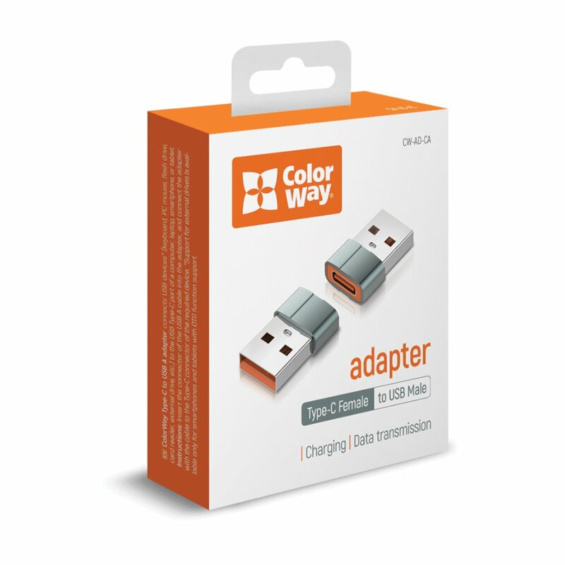 Adaptor Type-C la USB pentru PC / laptop ColorWay, 3A, argintiu