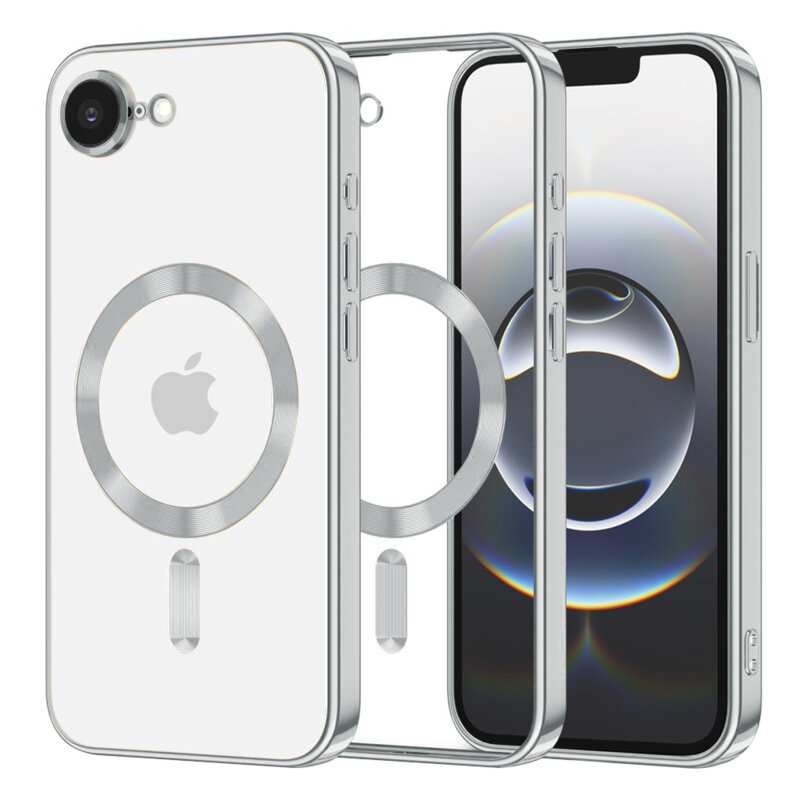 Husa premium iPhone 16e Techsuit Luxury Crystal MagSafe, argintiu