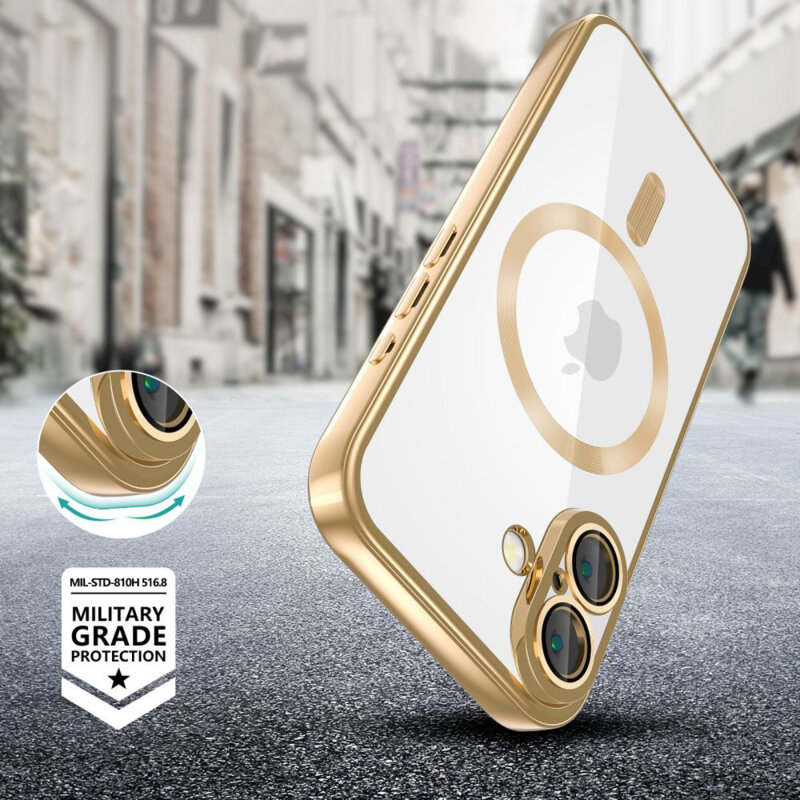 Husa premium iPhone 16e Techsuit Luxury Crystal MagSafe, argintiu