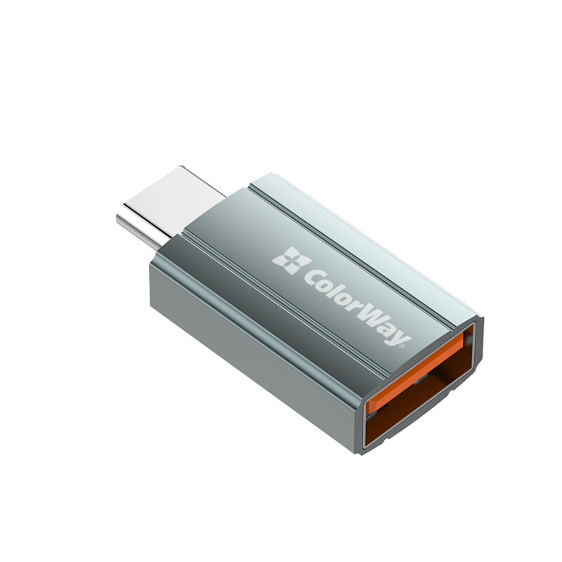 Adaptor OTG, USB la Type-C ColorWay, pentru PC, 3A, argintiu