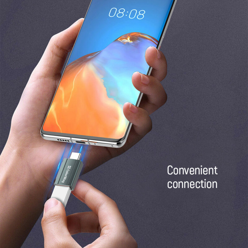 Adaptor OTG, USB la Type-C ColorWay, pentru PC, 3A, argintiu