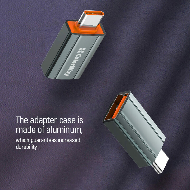 Adaptor OTG, USB la Type-C ColorWay, pentru PC, 3A, argintiu