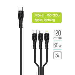 Cablu de incarcare Type-C 60W ColorWay, 4in1, 1.2m, negru