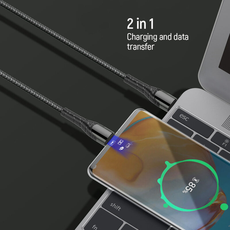 Cablu de date Type-C 65W Fast Charge ColorWay, 1m, gri