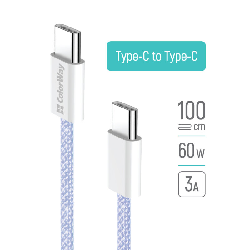 Cablu de incarcare MacBook Pro 60W Fast Charge ColorWay, 1m, mov