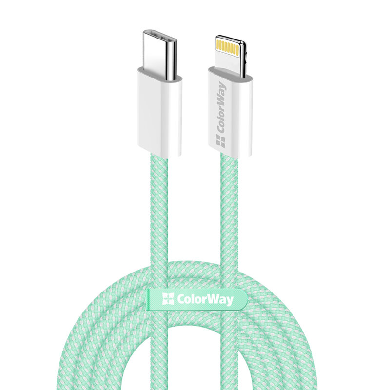 Cablu incarcare Lightning pentru iPhone 27W ColorWay, 1m, verde
