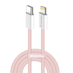 Cablu incarcare Lightning pentru iPhone 27W ColorWay, 1m, roz