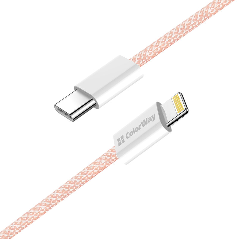 Cablu incarcare Lightning pentru iPhone 27W ColorWay, 1m, roz
