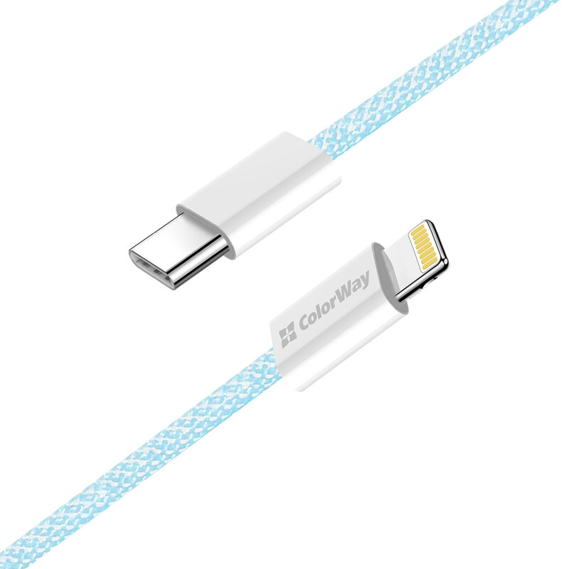 Cablu incarcare Lightning pentru iPhone 27W ColorWay, 1m, bleu