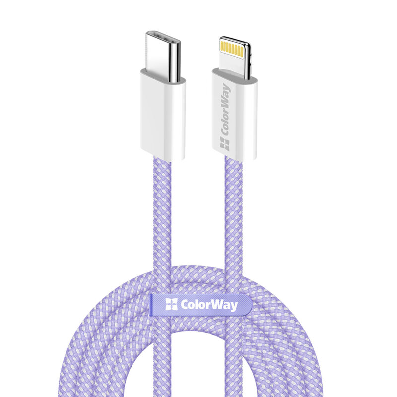 Cablu incarcare Lightning pentru iPhone 27W ColorWay, 1m, mov