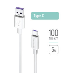 Cablu pentru incarcare USB la Type-C ColorWay, 5A, 1m, alb