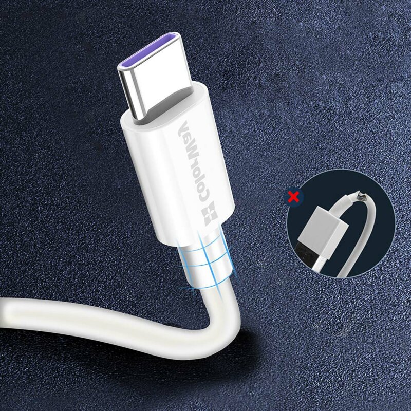 Cablu pentru incarcare USB la Type-C ColorWay, 5A, 1m, alb