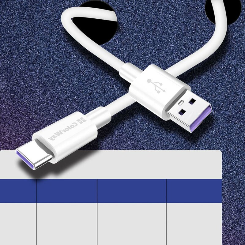 Cablu pentru incarcare USB la Type-C ColorWay, 5A, 1m, alb