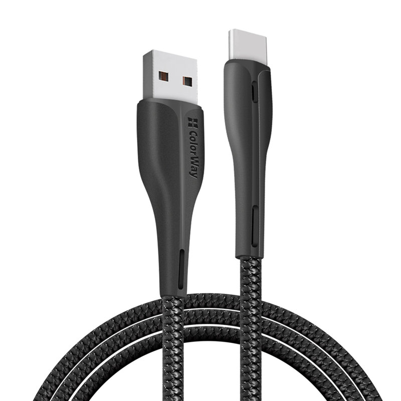 Cablu date si incarcare USB la Type-C ColorWay, 1m, LED, negru