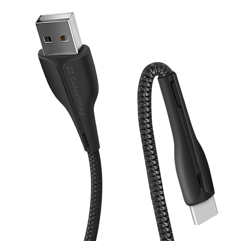 Cablu date si incarcare USB la Type-C ColorWay, 1m, LED, negru