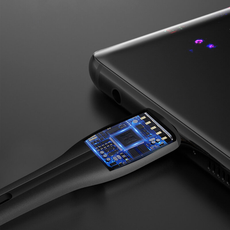 Cablu date si incarcare USB la Type-C ColorWay, 1m, LED, negru