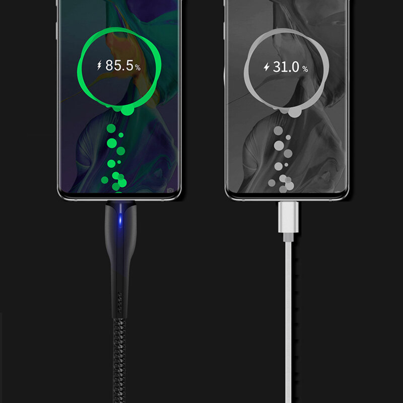 Cablu date si incarcare USB la Type-C ColorWay, 1m, LED, negru