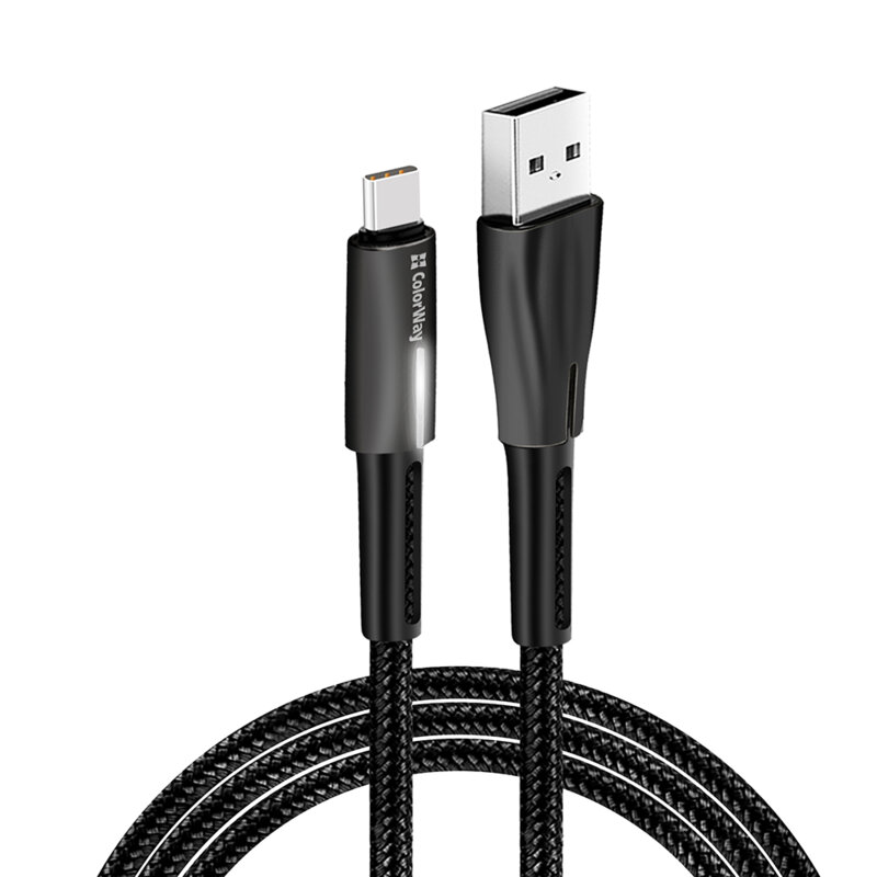 Cablu de incarcare USB Quick Charge ColorWay, 1m, LED, negru