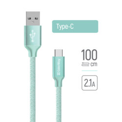 Cablu de date si incarcare USB la Type-C ColorWay, 2.1A, verde