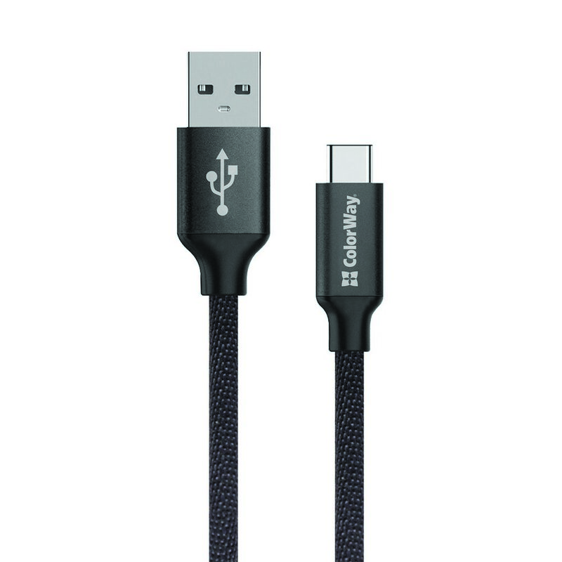 Cablu de date si incarcare USB la Type-C ColorWay, 2.1A, negru