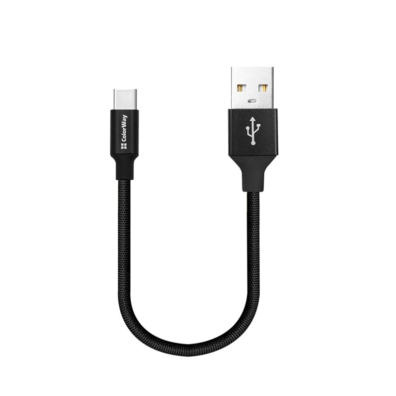 Cablu de date si incarcare USB 2.4A ColorWay, 0.25m, negru