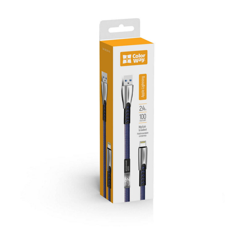 Cablu date si incarcare Apple Lightning ColorWay, 2.4A, 1m, bleu