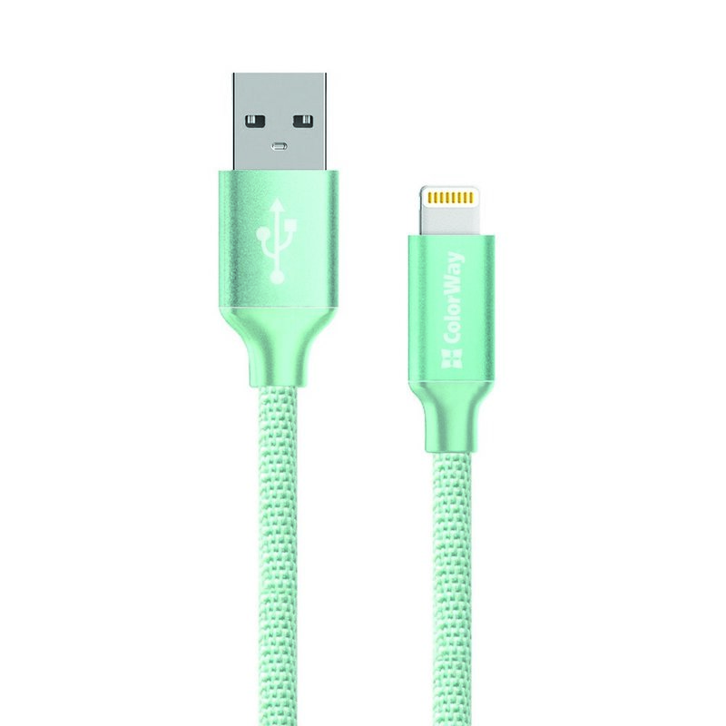Cablu de date si incarcare USB la Lightning ColorWay, 2.1A, verde