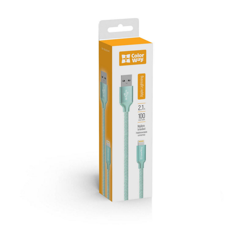 Cablu de date si incarcare USB la Lightning ColorWay, 2.1A, verde