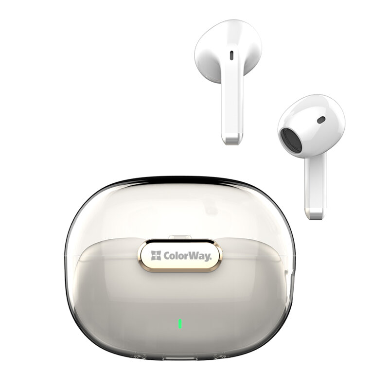 Casti Bluetooth cu buton touch, microfon ColorWay Slim TWS-2, alb