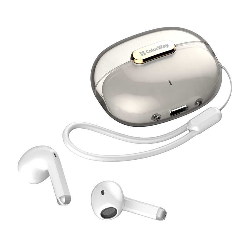 Casti Bluetooth cu buton touch, microfon ColorWay Slim TWS-2, alb